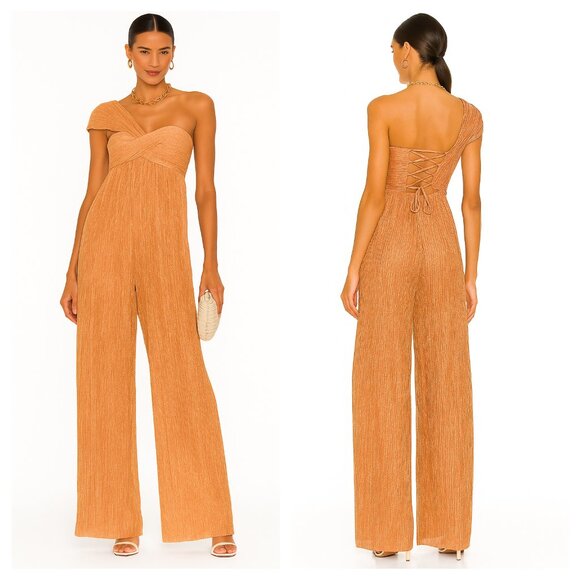 SABINA MUSAYEV Bluebell One-Shoulder Plissé Jumpsuit - Picture 1 of 11